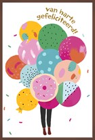 verjaardag kaart chocolade kleurrijke ballonnen